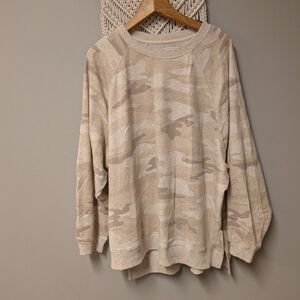 American Eagle Outfitters Cream Fleece Pullover Tunic Length Jegging Fit XL